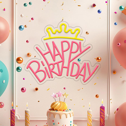 Happy Birthday Neon Sign for Wall Decor,Kids USB Powered Happy Birthday Led Sign, Reusable Happy Birthday Light Up Sign for Boys and Girls, Light Up Sign for Bedroom and Livingroom - Deen neon