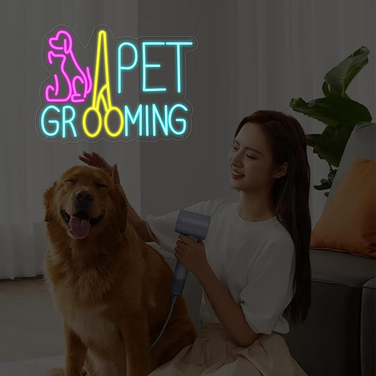 Pet Shop Neon Signs for Wall Decor, Pet grooming Neon Lights Led Business Signs Suitable for Pet grooming Art Decor Gift for Family, Friends and Boys - Deen neon