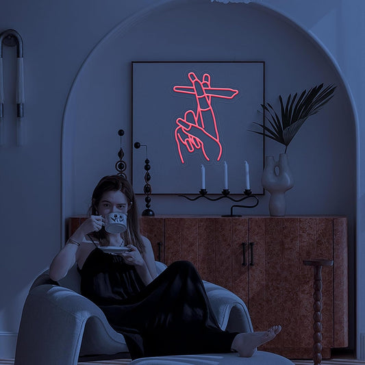 Finger Neon Sign for Wall Decor Man Cave Bar Home Art Neon Light LED Neon Lights Signs with Dimmer for Bedroom Office Hotel Pub Cafe Recreation Room Sign - Deen neon