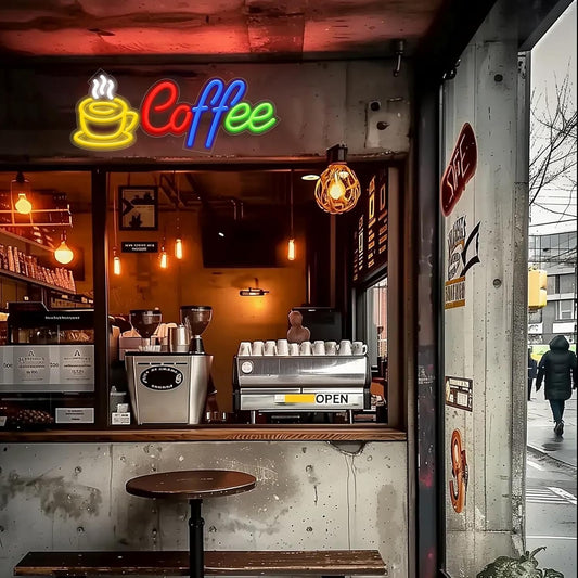 Neon Signs for Wall Decor, Coffee-1LIGHT Neon Lights for Wall Led Business Signs Suitable for Man Cave Bar Pub Restaurant Christmas Gift Art, 17.5 * 21In - Deen neon