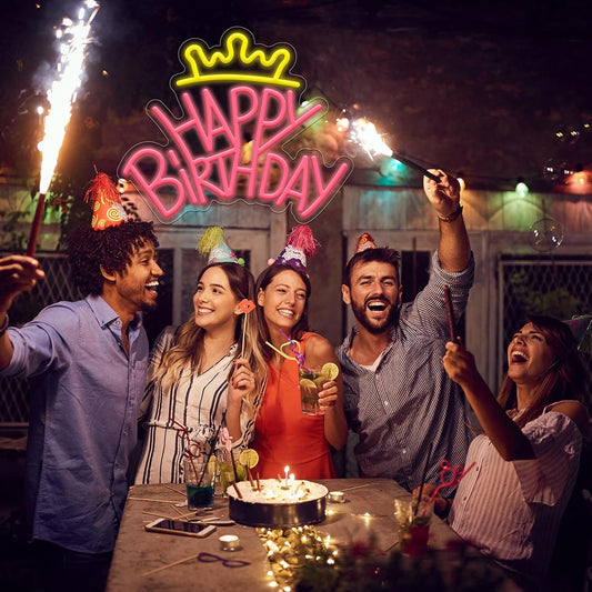 Happy Birthday Neon Sign for Wall Decor,Kids USB Powered Happy Birthday Led Sign, Reusable Happy Birthday Light Up Sign for Boys and Girls, Light Up Sign for Bedroom and Livingroom - Deen neon