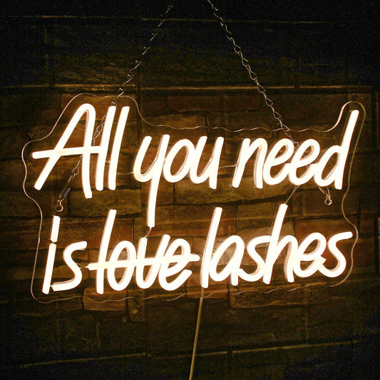All You Need is Love Lashes Neon Sign - LED Light for Eyelash Salon & Beauty Decor - Deen neon