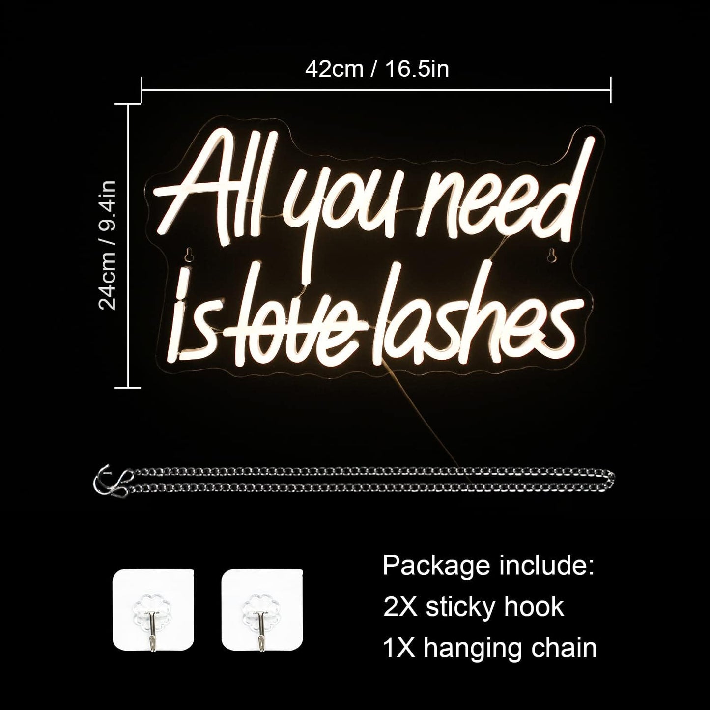 All You Need is Love Lashes Neon Sign - LED Light for Eyelash Salon & Beauty Decor - Deen neon