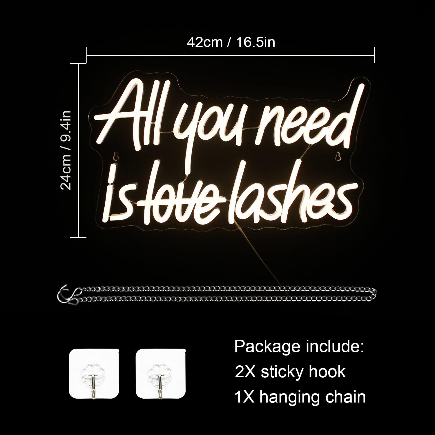 All You Need is Love Lashes Neon Sign - LED Light for Eyelash Salon & Beauty Decor - Deen neon