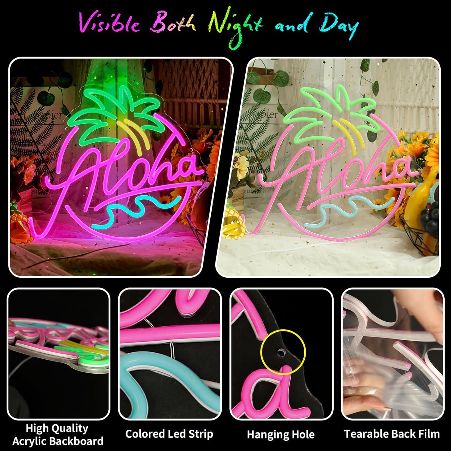 ALOHA LED Neon Sign - Tropical Beach Vibes Wall Decor - Deen neon