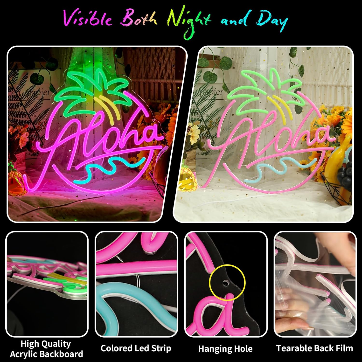 ALOHA LED Neon Sign - Tropical Beach Vibes Wall Decor - Deen neon
