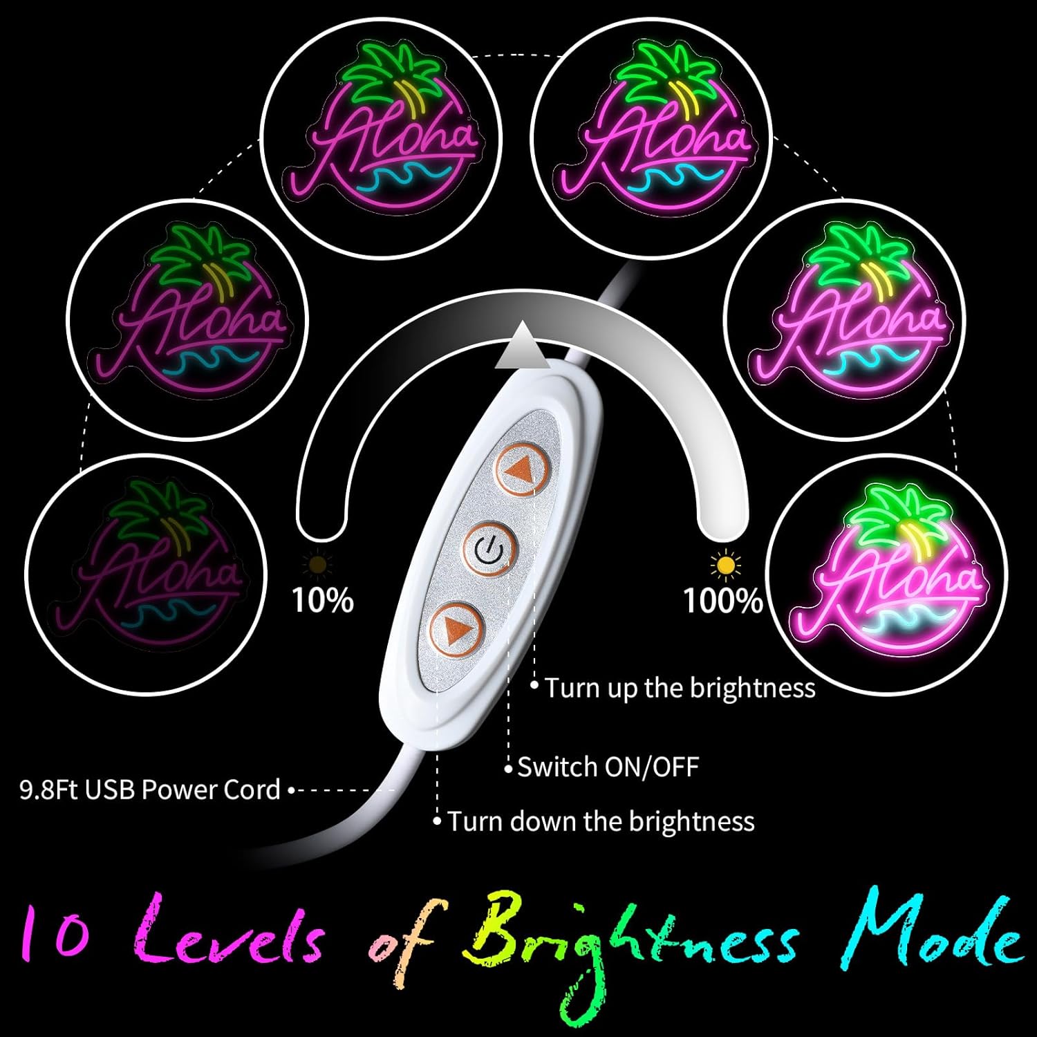 ALOHA LED Neon Sign - Tropical Beach Vibes Wall Decor - Deen neon