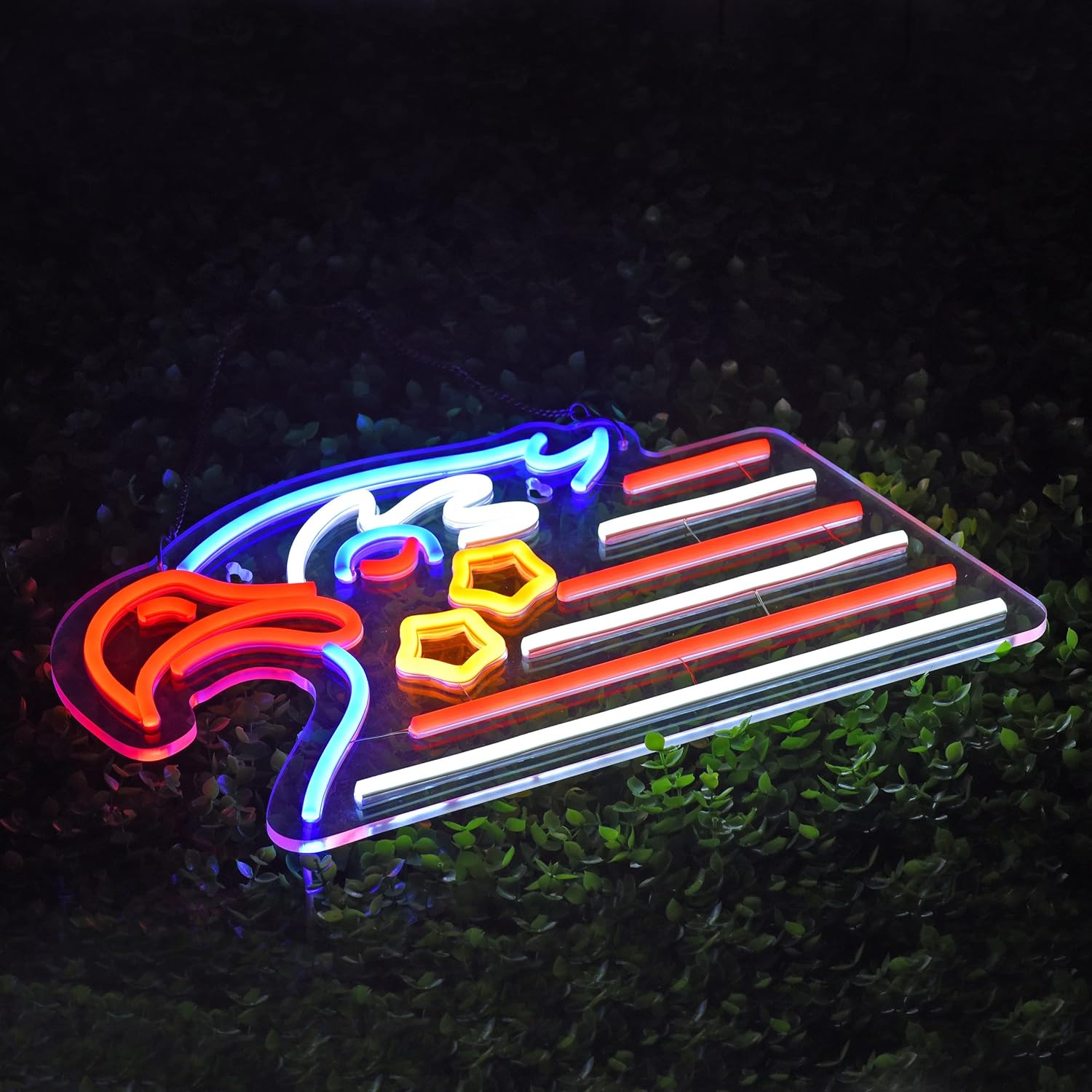 LED neon sign with American eagle and flag design for patriotic wall decor