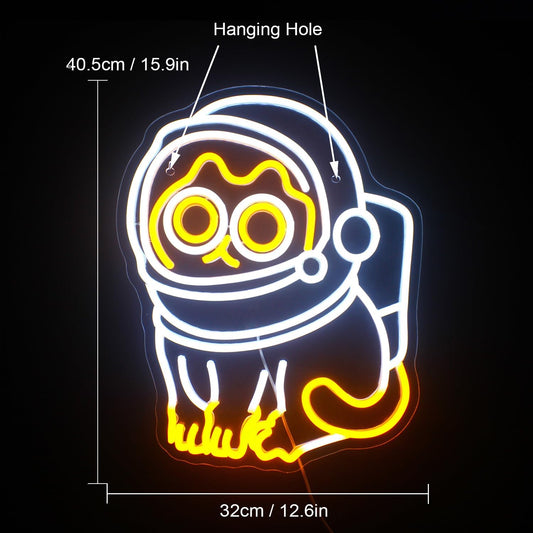 Astronaut Cat Neon Sign – Fun LED Light for Home & Space Decor