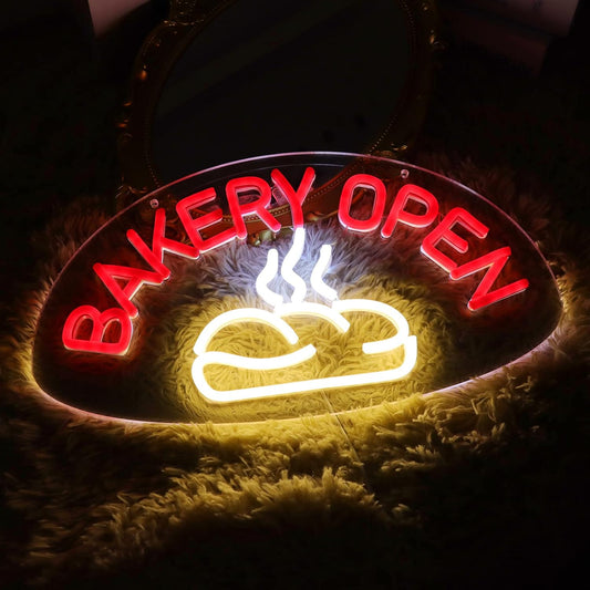 Bakery Open Neon Sign – LED Light with Bread Design for Bakery & Kitchen Decor - Deen neon