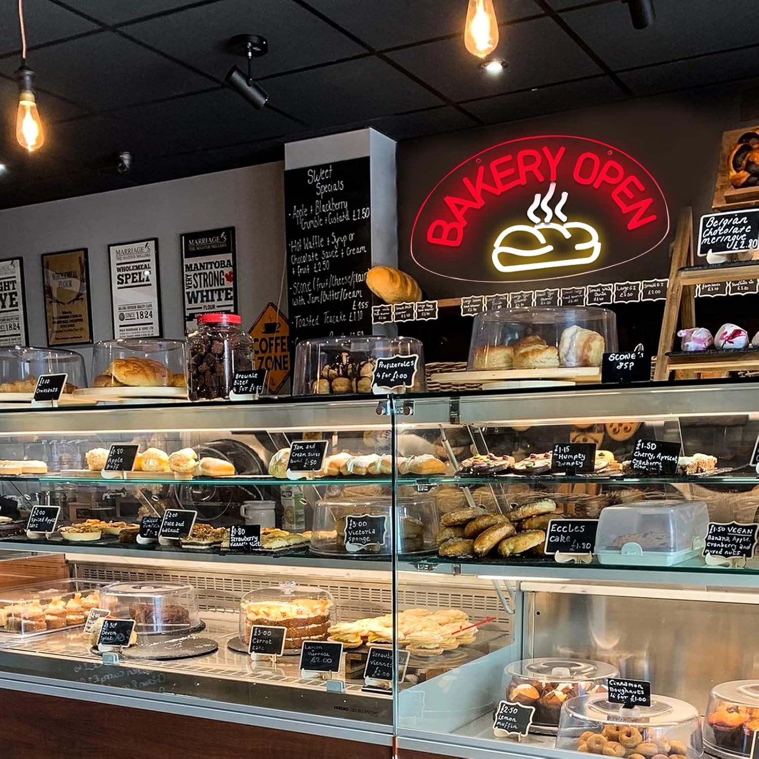 Bakery Open Neon Sign – LED Light with Bread Design for Bakery & Kitchen Decor - Deen neon