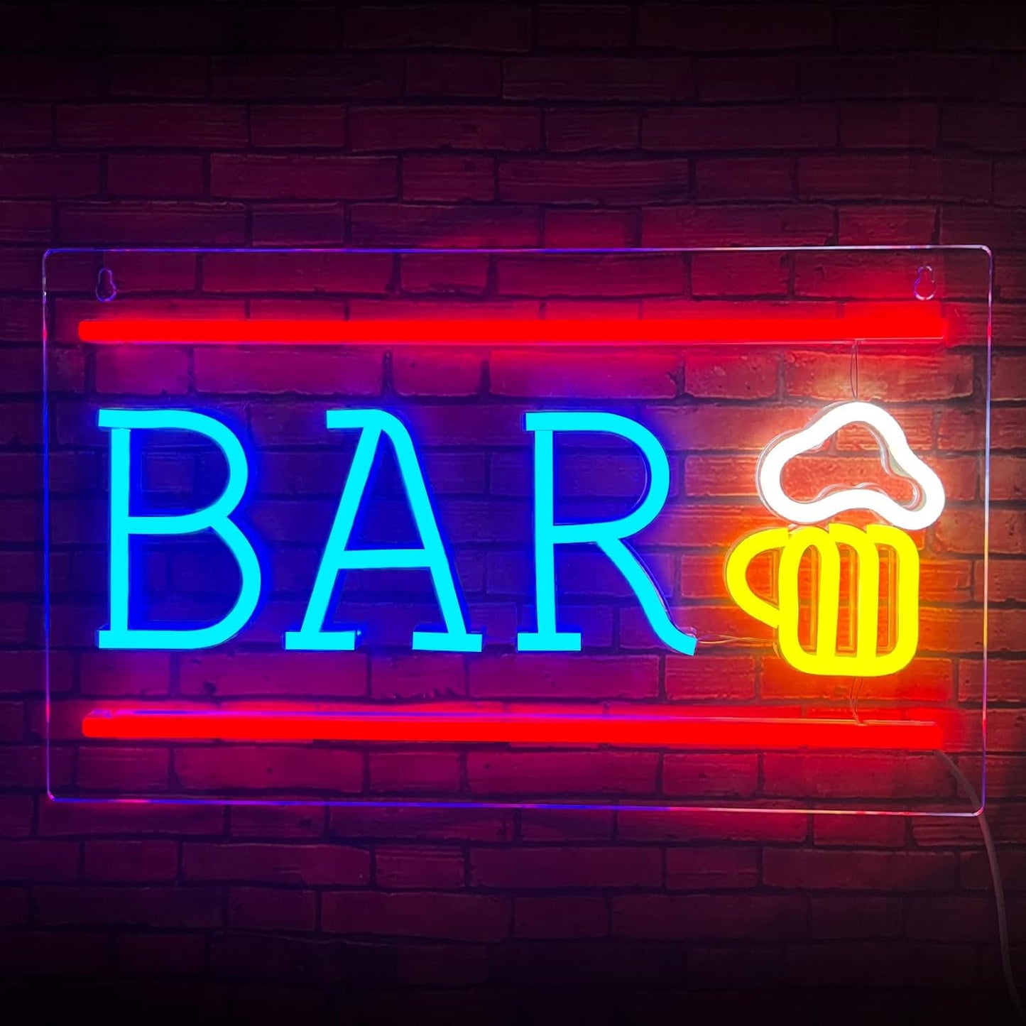 Bar Neon Sign with Beer Glass - LED Light for Home Bar, Pub & Man Cave Decor - Deen neon