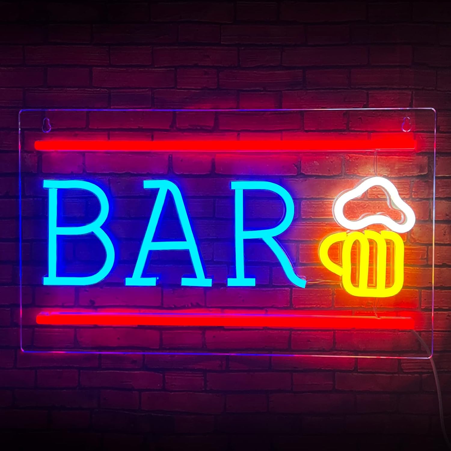 Bar Neon Sign with Beer Glass - LED Light for Home Bar, Pub & Man Cave Decor - Deen neon