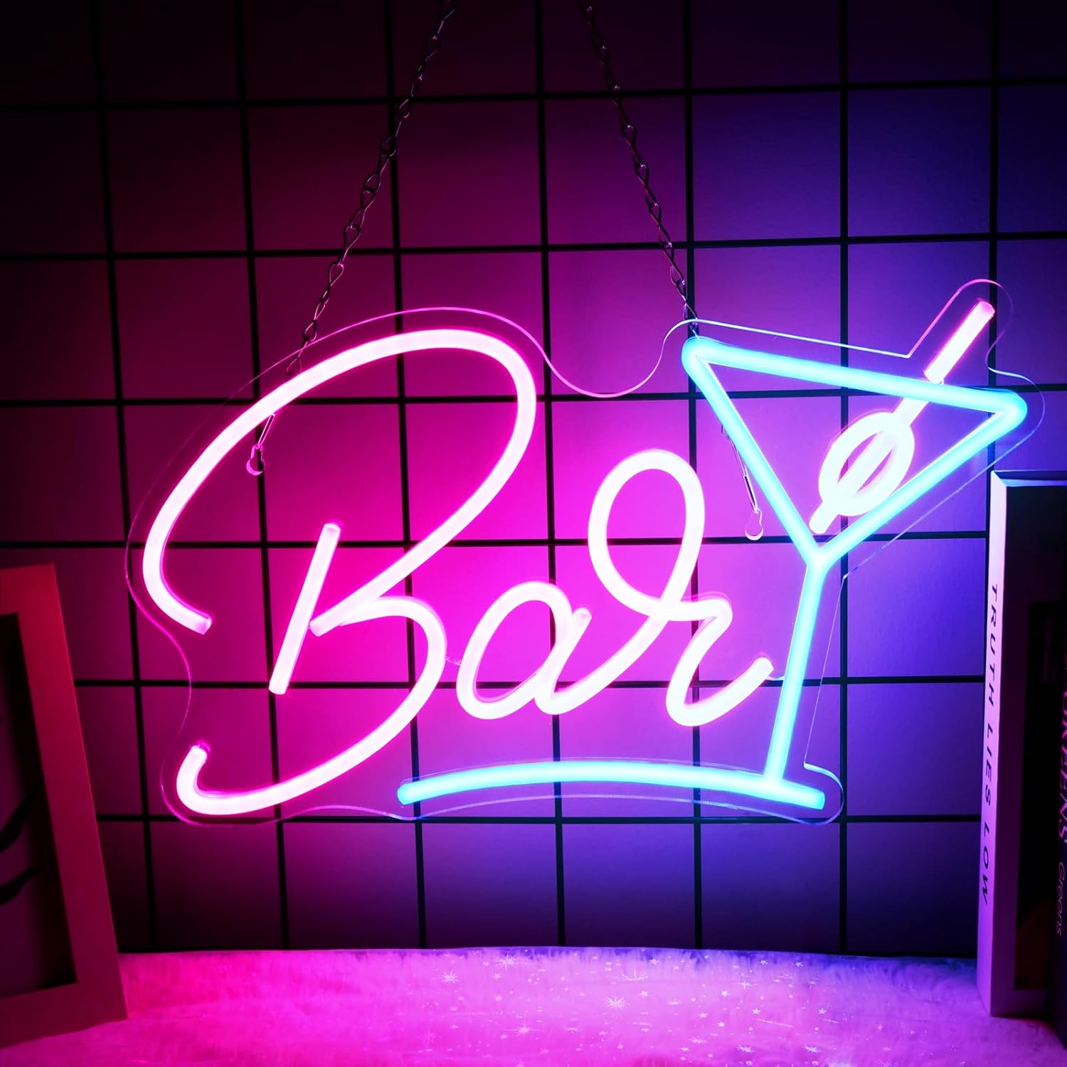 Bar Neon Sign with Cocktail Glass - LED Wall Light for Home Bar & Party Decor - Deen neon