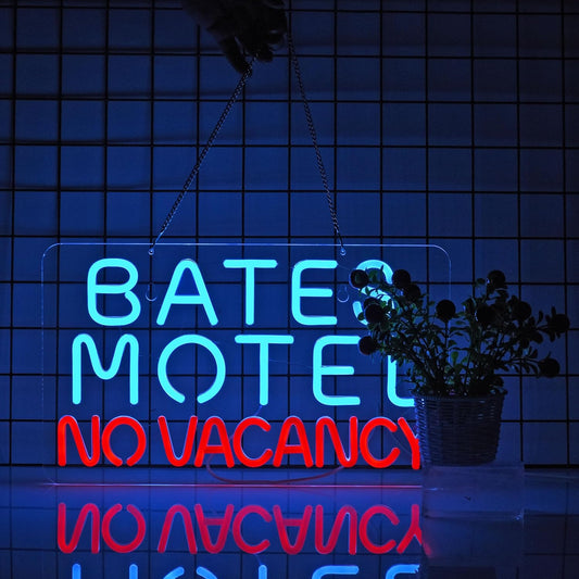 Bates Motel Neon Sign – No Vacancy Horror LED Light for Wall or Bar Decor