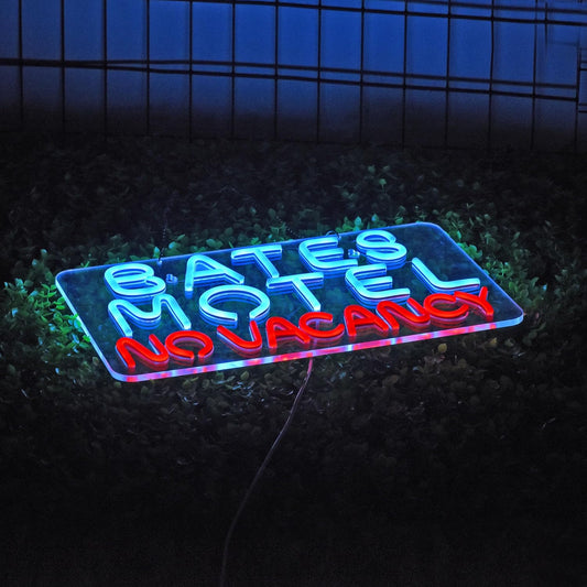 Bates Motel Neon Sign – No Vacancy Horror LED Light for Wall or Bar Decor