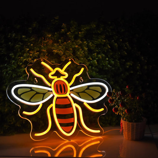 Cute LED neon sign shaped like a glowing bee, perfect for nursery, kids’ room or cozy bedroom decor.