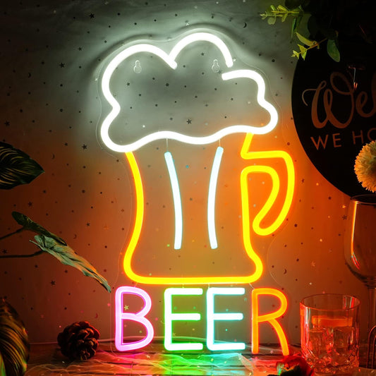 Beer Neon Sign - LED Bar Light for Beer Lovers, Pub & Man Cave Decor - Deen neon