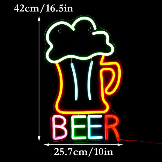 Beer Neon Sign - LED Bar Light for Beer Lovers, Pub & Man Cave Decor - Deen neon