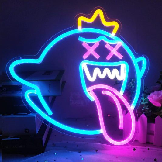 Blue Ghost Neon Sign - LED Wall Light for Game Rooms, Bars & Halloween Decor - Deen neon