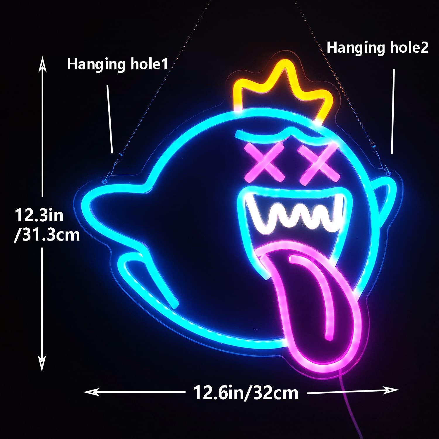 Blue Ghost Neon Sign - LED Wall Light for Game Rooms, Bars & Halloween Decor - Deen neon