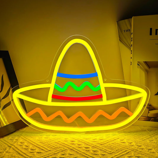 Bolero hat neon sign – Stylish LED wall light for bar, party, or fashion decor