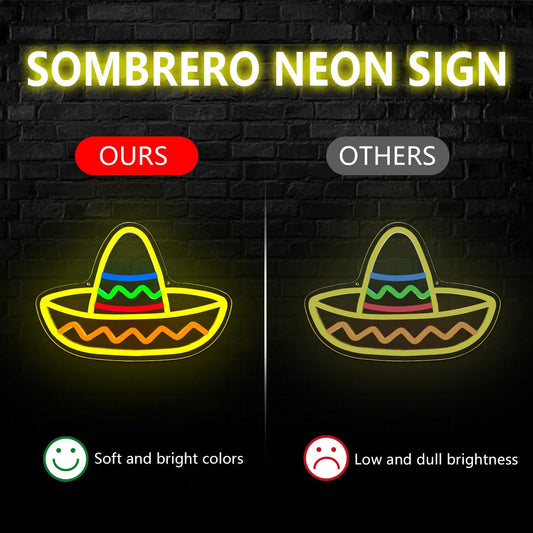 Bolero hat neon sign – Stylish LED wall light for bar, party, or fashion decor
