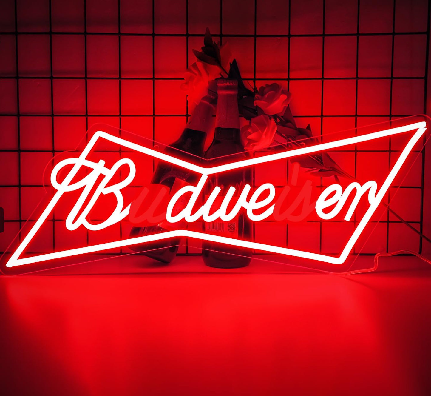 Budweiser Neon Sign - Red LED Light for Bar, Man Cave & Home Decor - Deen neon