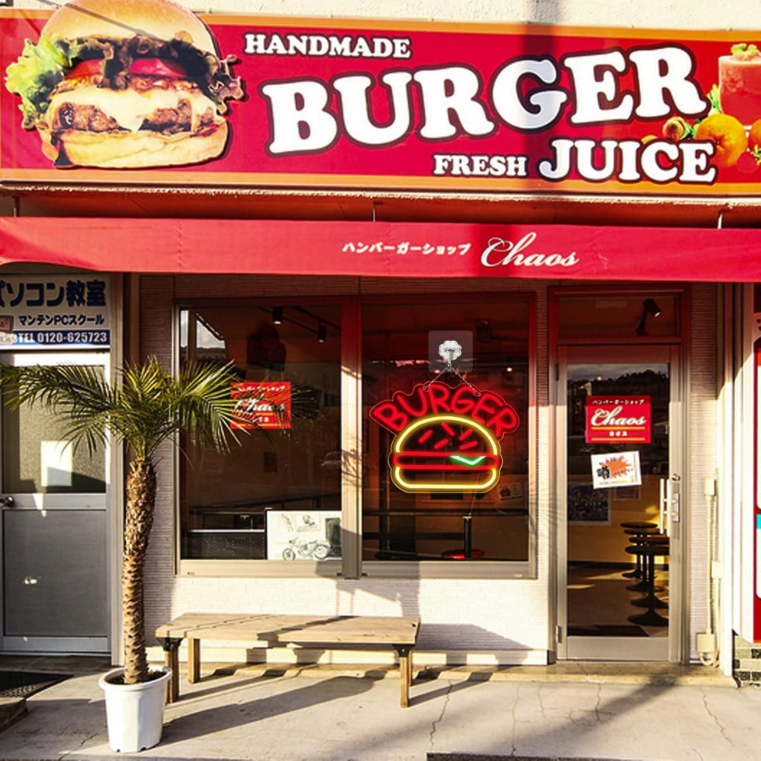 Burger Neon Sign – LED Light for Kitchen, Diner & Foodie Decor - Deen neon
