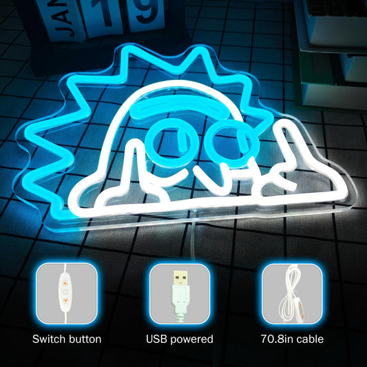 LED neon sign featuring a cartoon-style character with spiky hair showing two middle fingers, perfect for bold room decor