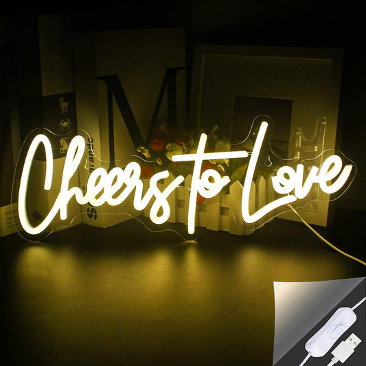 Cheer to Love Neon Sign – Romantic LED Wall Light for Bar, Wedding & Home Decor - Deen neon