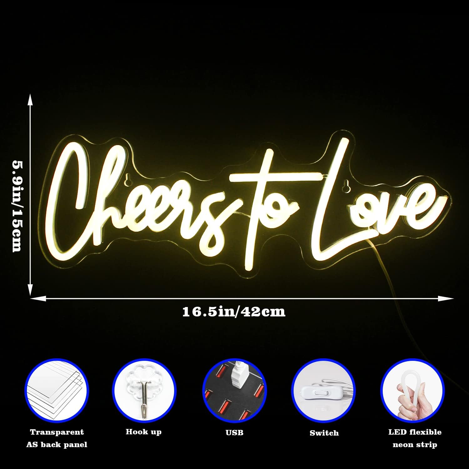 Cheer to Love Neon Sign – Romantic LED Wall Light for Bar, Wedding & Home Decor - Deen neon
