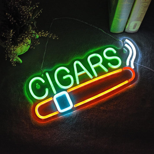 Cigars Neon Sign – Vintage LED Wall Light for Bar, Lounge & Man Cave Decor - Deen neon