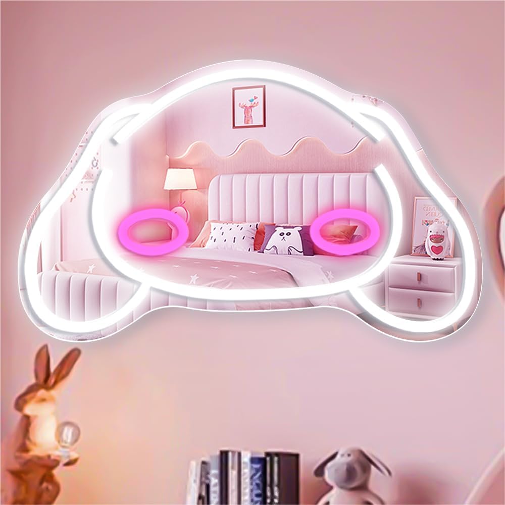 Cute Cinnamoroll neon mirror with LED glowing outline
