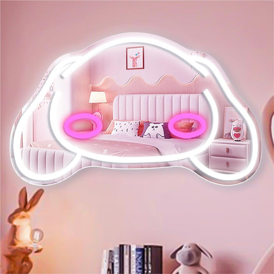 Cute Cinnamoroll neon mirror with LED glowing outline