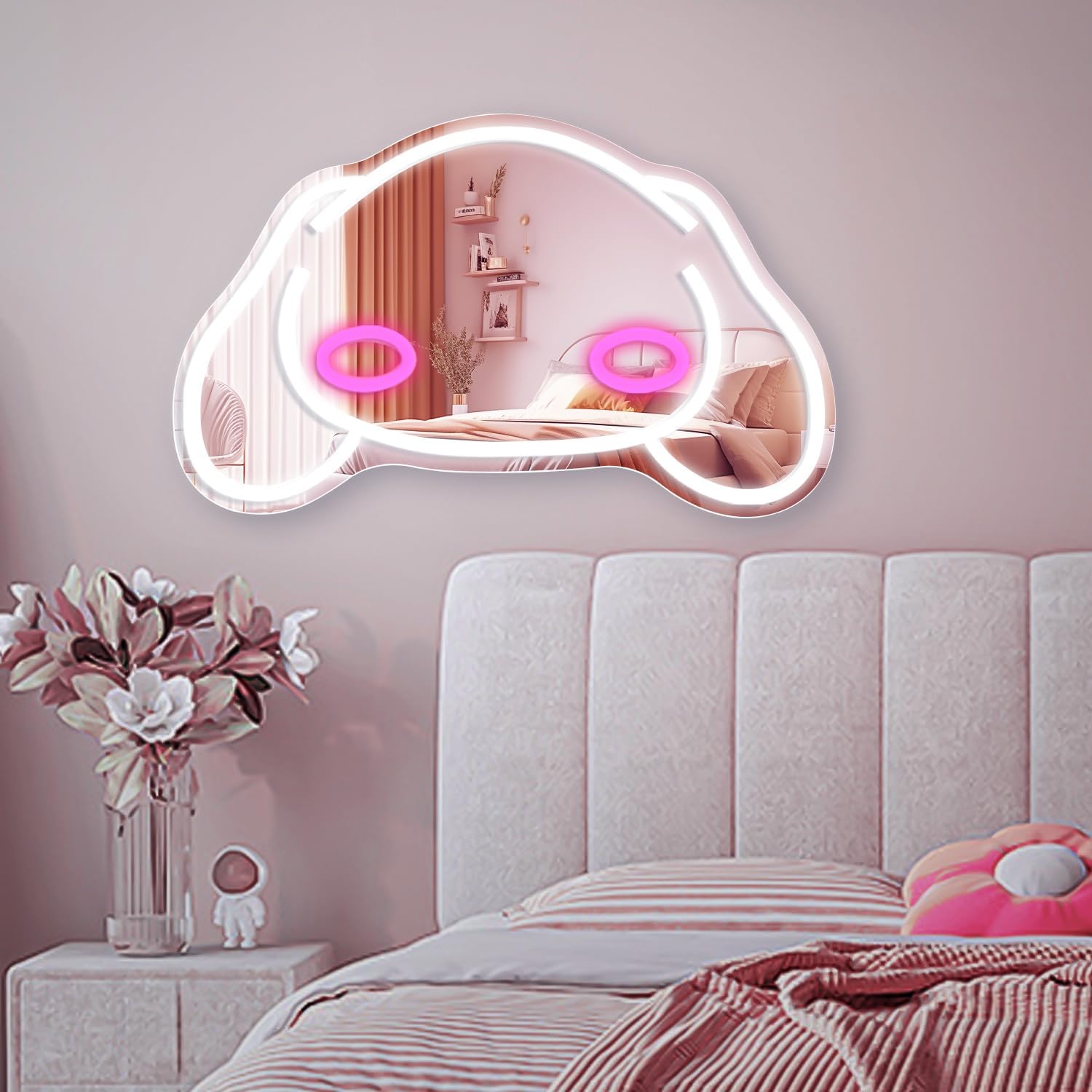 Cute Cinnamoroll neon mirror with LED glowing outline