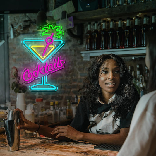 Cocktail Neon Sign – LED Colorful Wall Light for Bar, Party, or Home Decor