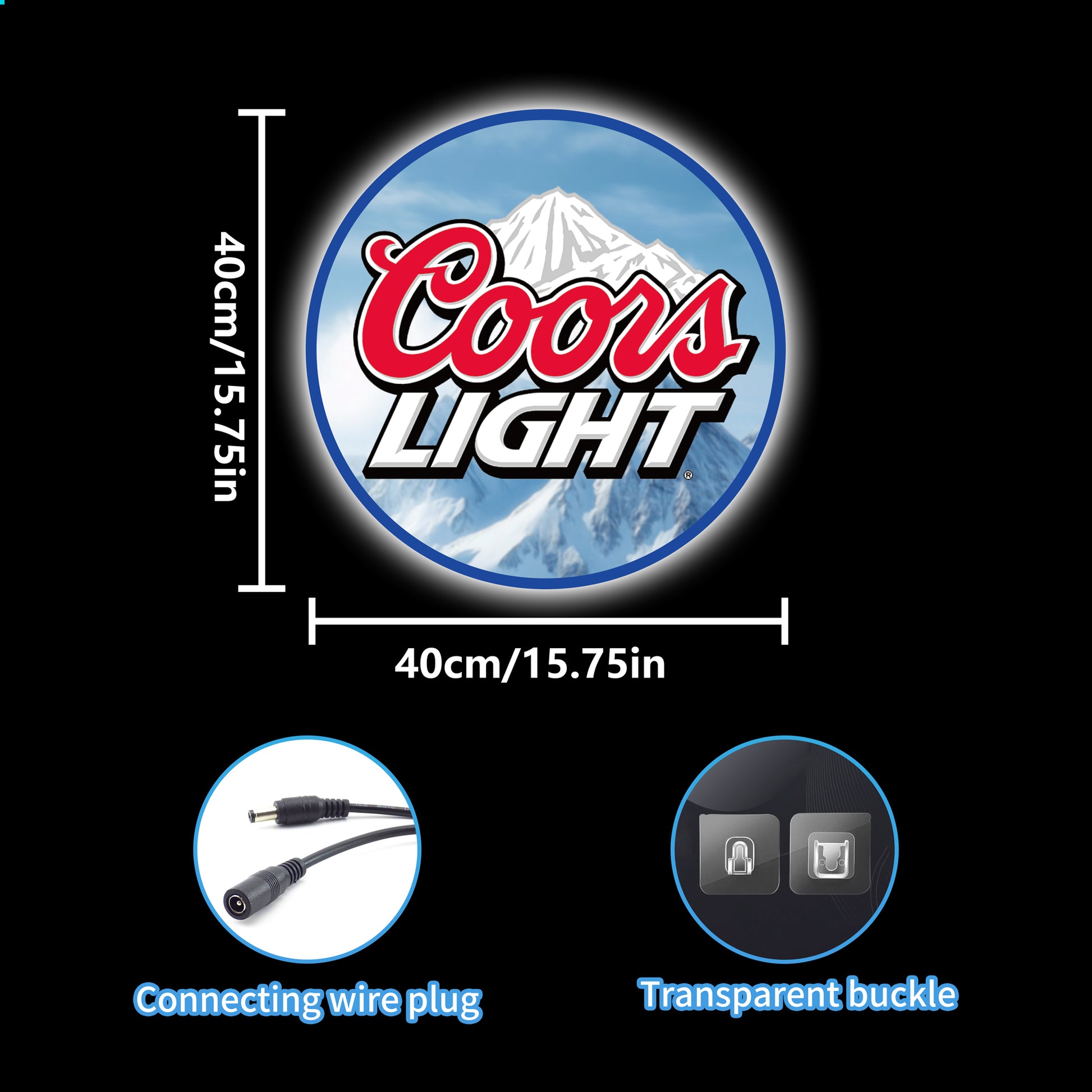Coors Light round LED neon sign for home bar and man cave wall décor