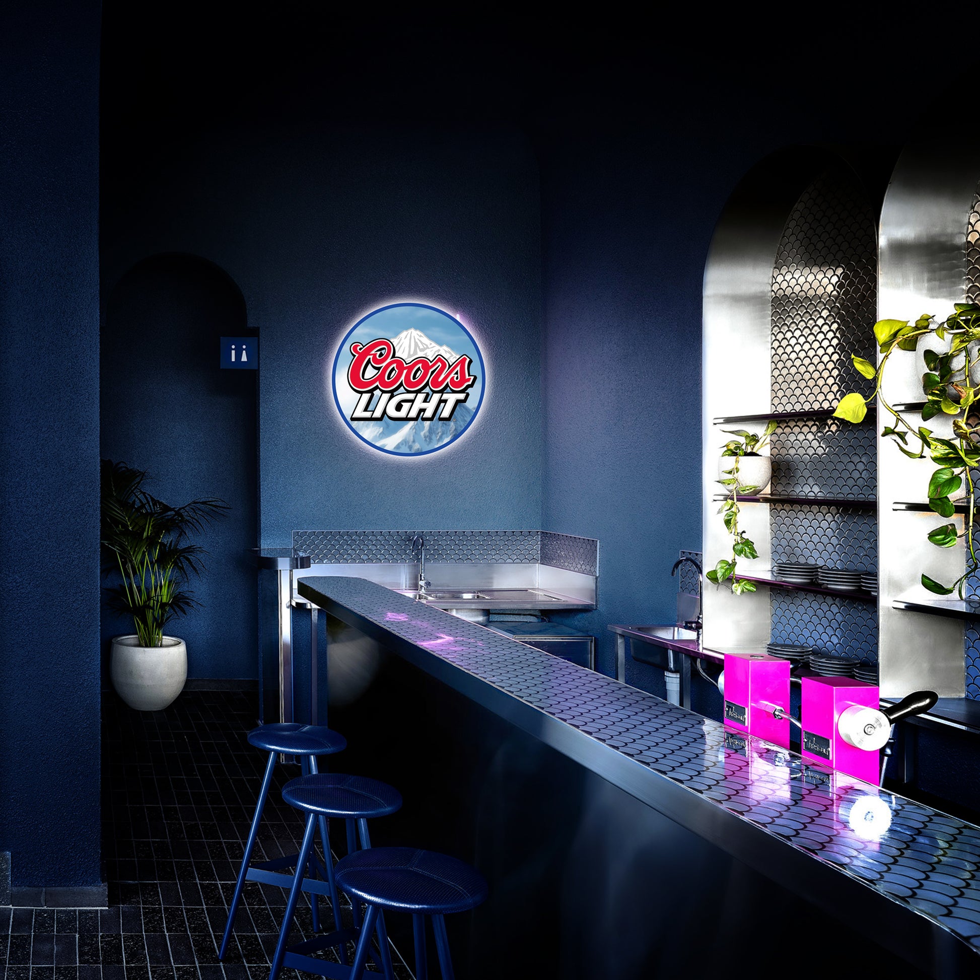 Coors Light round LED neon sign for home bar and man cave wall décor