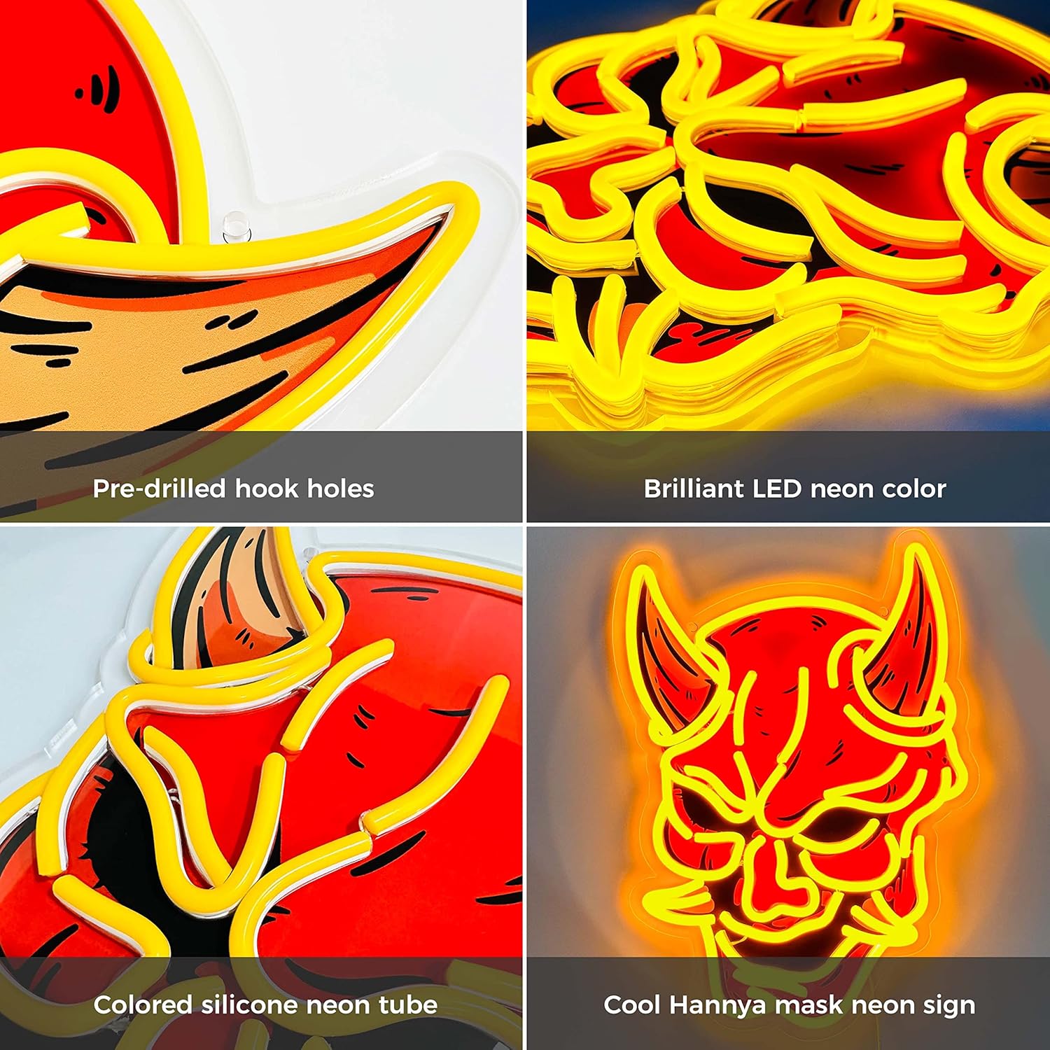 Devil Mask Neon Sign – LED Light for Halloween, Party & Dark Room Decor - Deen neon