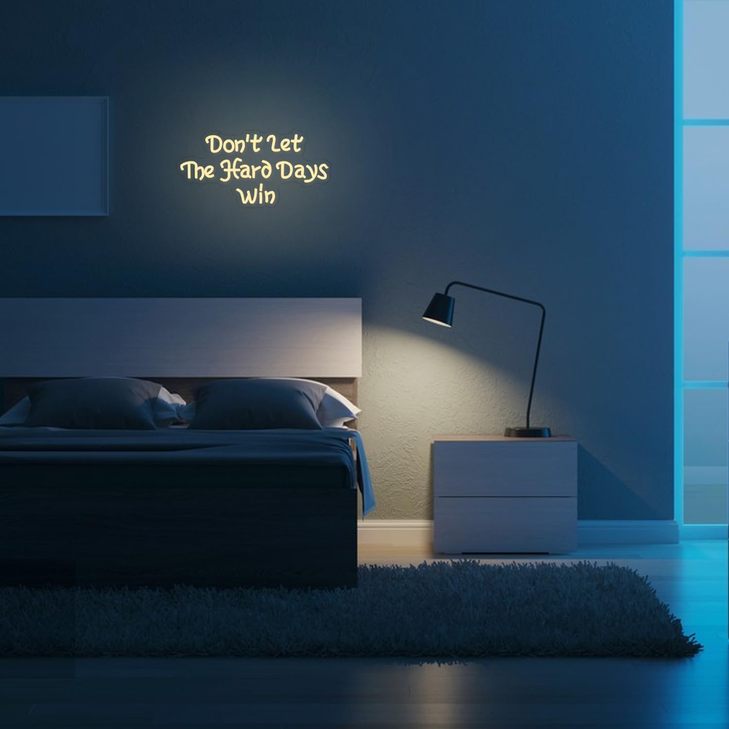 Don’t let the hare days win neon sign with red LED light