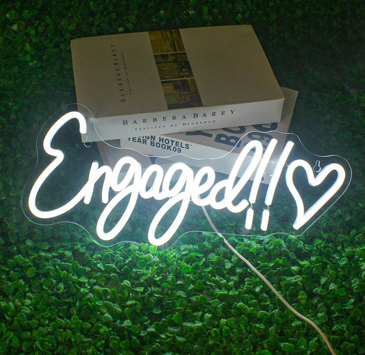 Engaged Neon Sign - LED Wall Light for Wedding Proposal & Engagement Party Decor