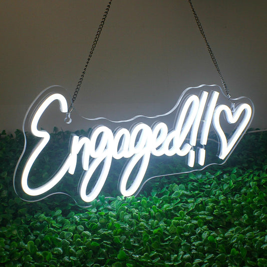 Engaged Neon Sign - LED Wall Light for Wedding Proposal & Engagement Party Decor