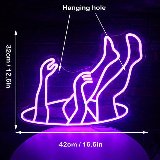 Falling Into Hole Neon Sign - Purple LED Wall Light for Modern Art & Aesthetic Decor - Deen neon