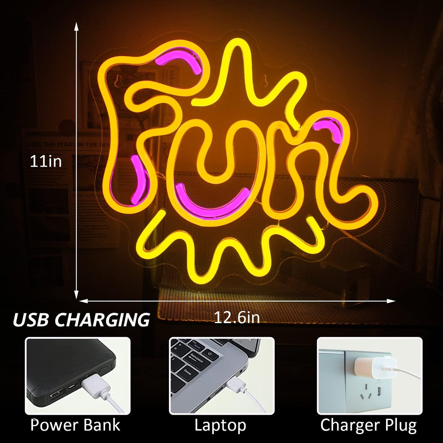 FUN Neon Sign - LED Wall Light for Party, Bar & Game Room Decor - Deen neon