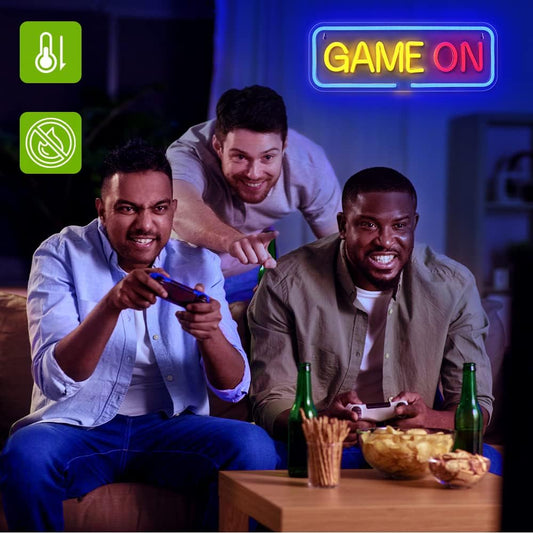 GAME ON Neon Sign - LED Wall Light for Gaming Setup & Man Cave Decor