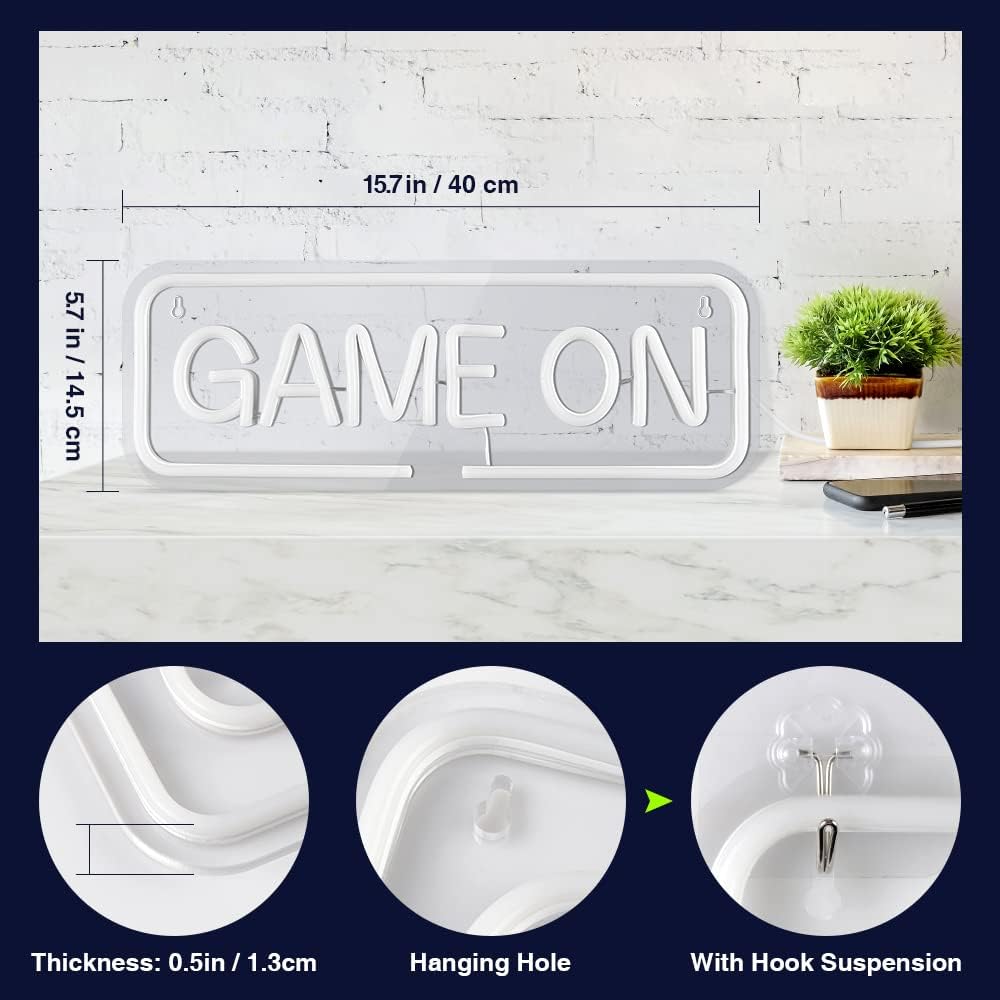 GAME ON Neon Sign - LED Wall Light for Gaming Setup & Man Cave Decor