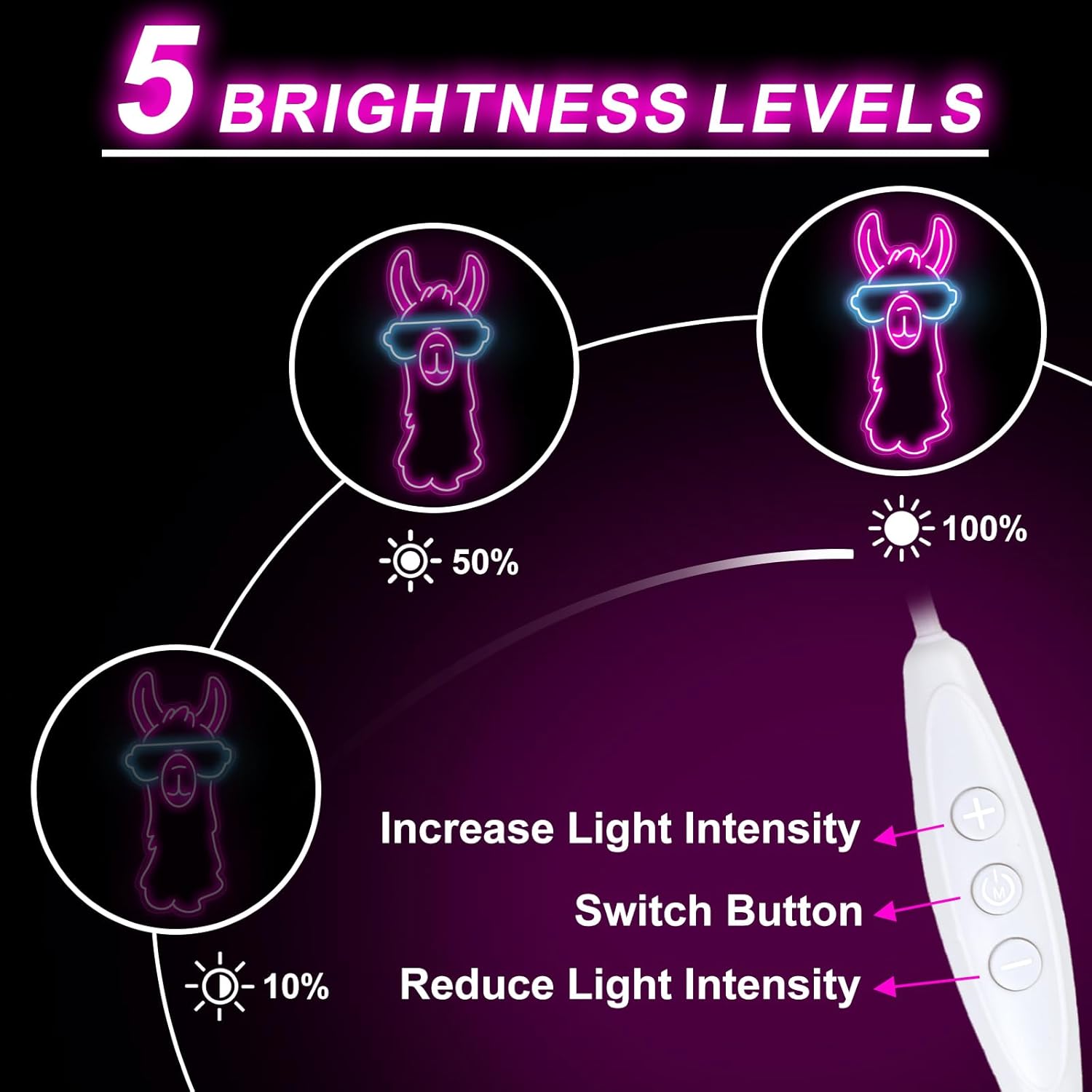 Cute neon sign of a llama wearing glasses – LED animal decor for fun interiors