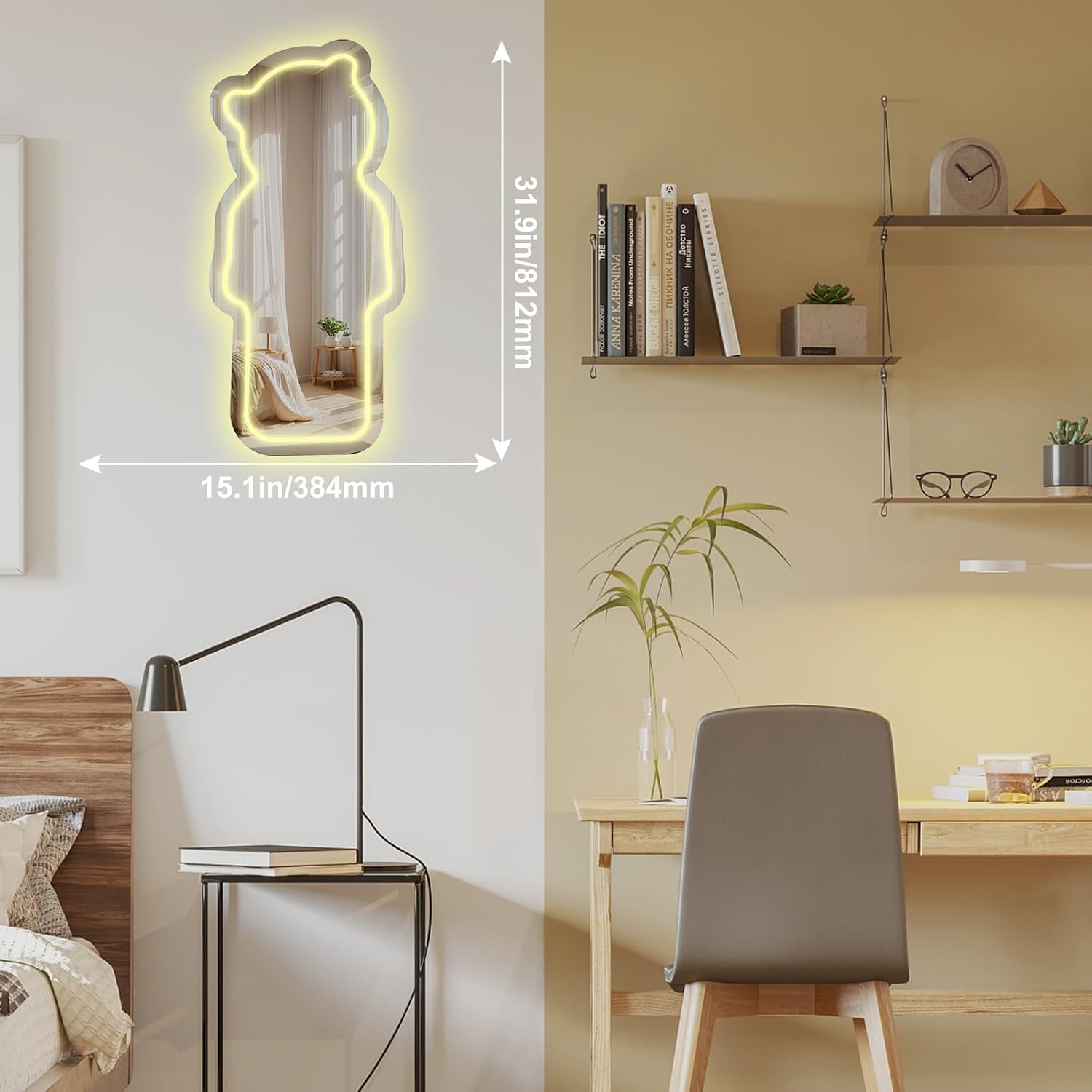 Glowing Bear Neon Mirror Light – Aesthetic Bedroom & Bathroom Decor - Deen neon