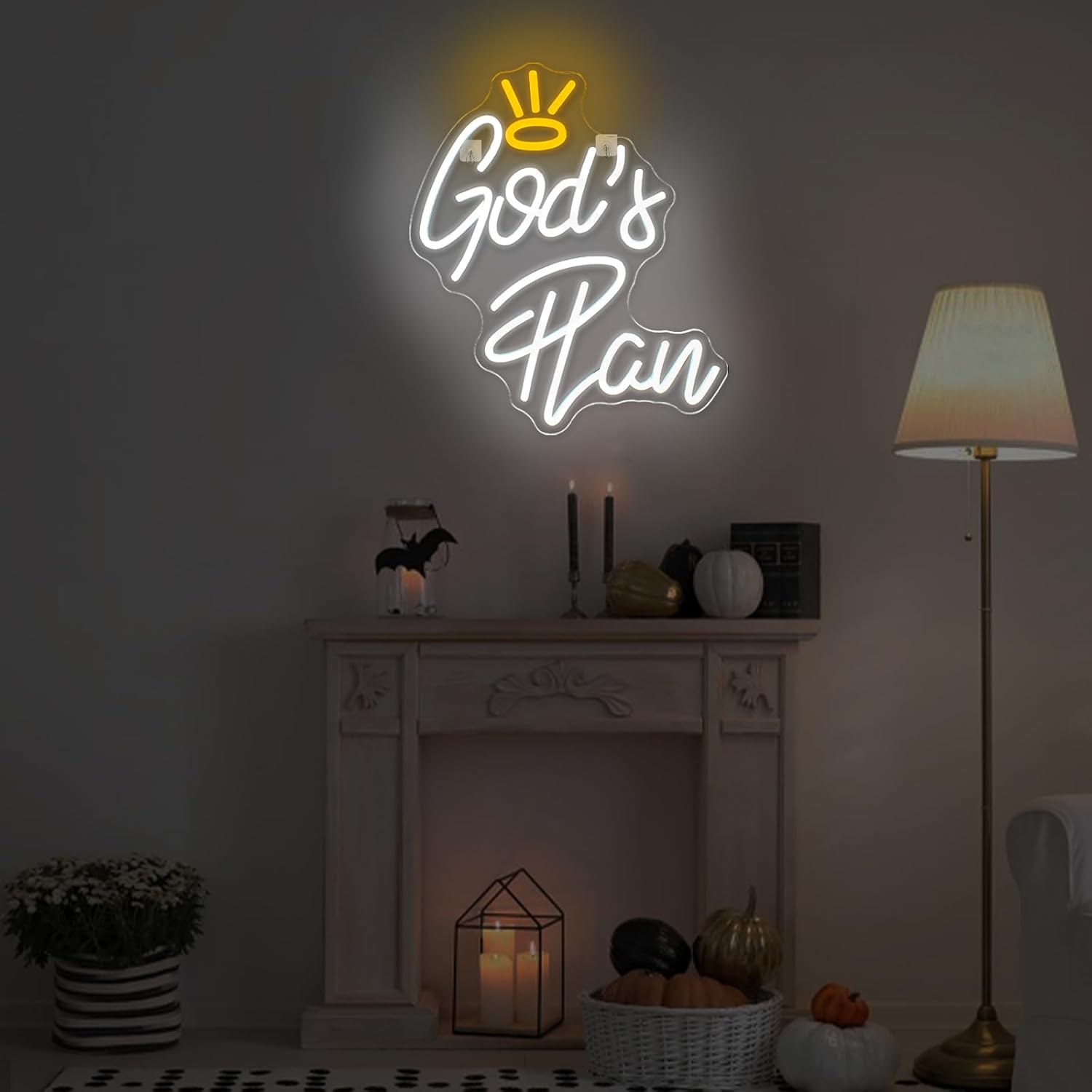 God's Plan Inspirational Neon Sign for Home and Church Wall Decor